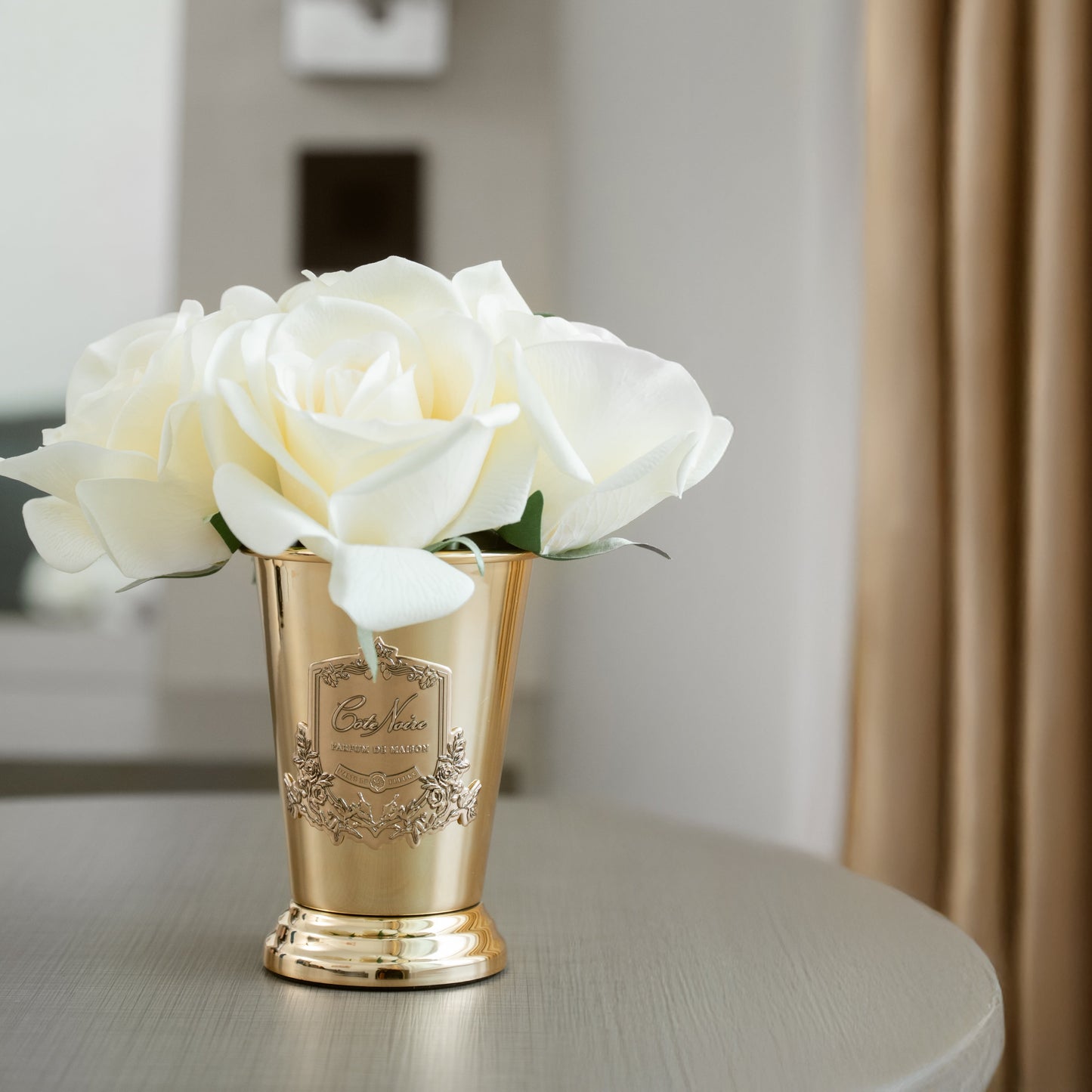 White Roses-Gold Vase