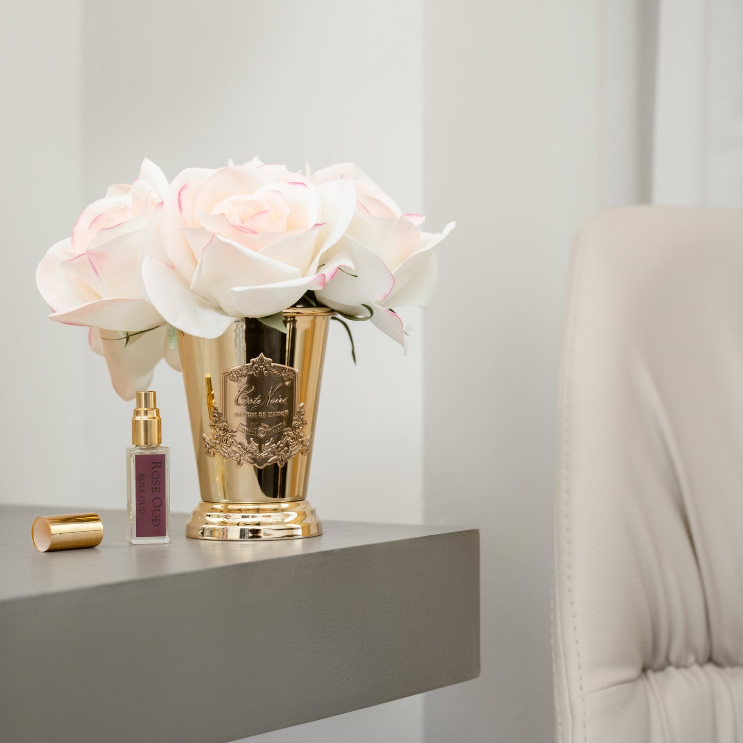 Blush Pink Roses-Gold Vase
