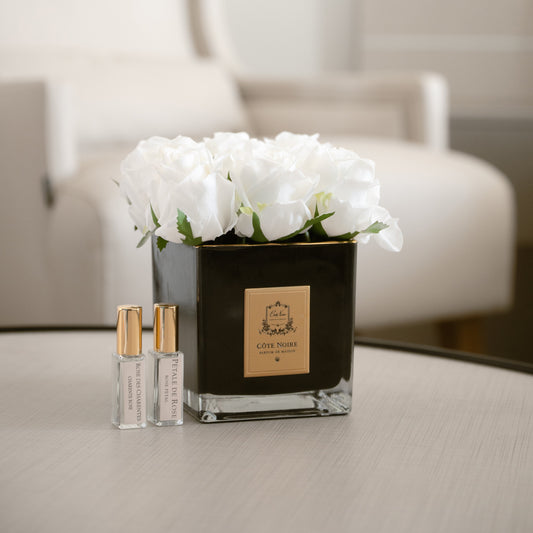 White Roses Large Vase