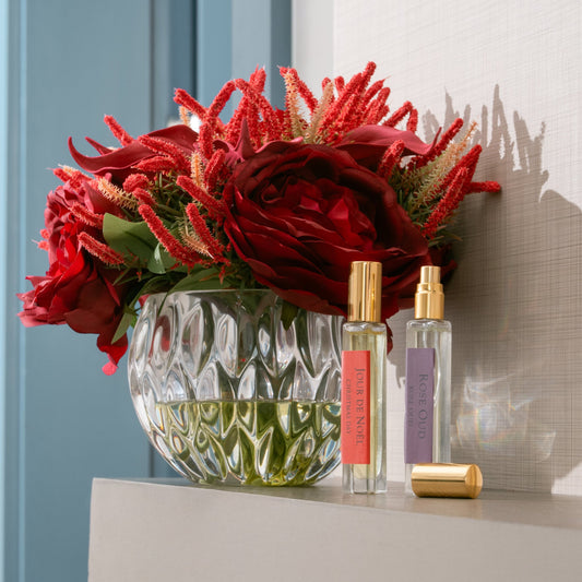 Red Flowers Crystal Vase